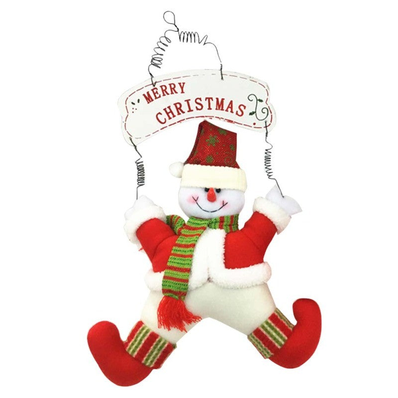 Christmas Wreath Christmas Cloth Door Hanging Christmas Cloth Wreath Hotel Window Ornaments Snowman Red and White Door Hanging Decor